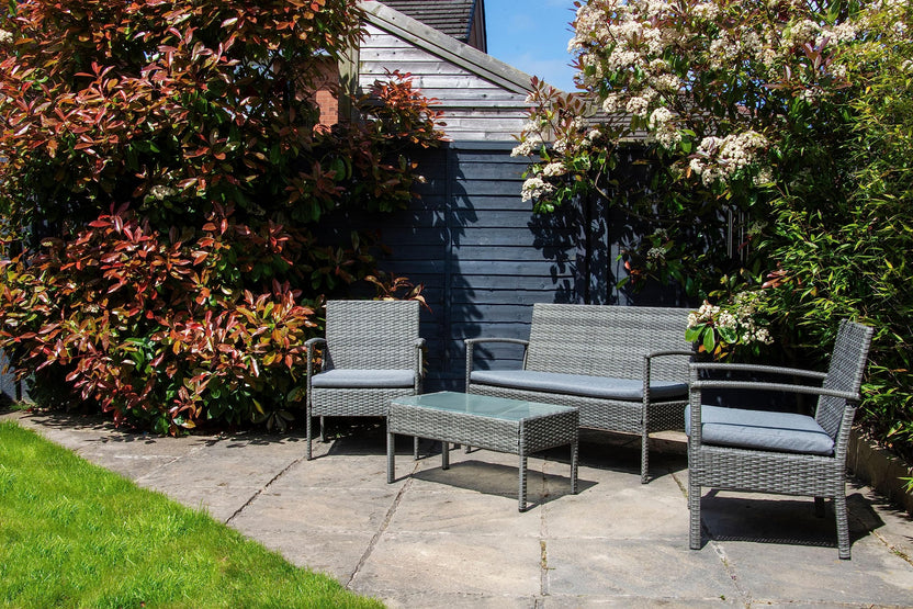 SH&G Heaton Steel Rattan 4pc Sofa Set - Grey