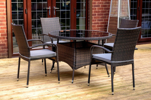 Heaton 4 Seater Dining Set with 110cm Table - Brown