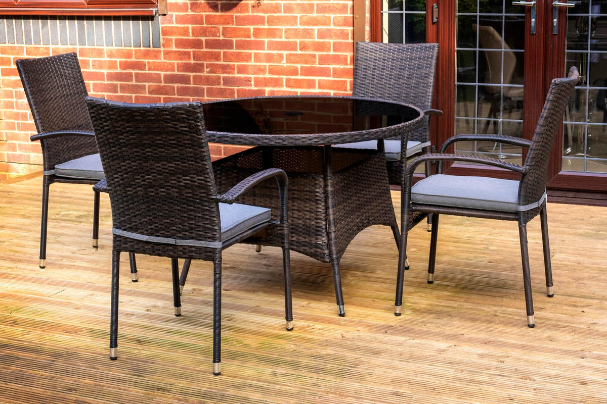 Heaton 4 Seater Dining Set with 110cm Table - Brown