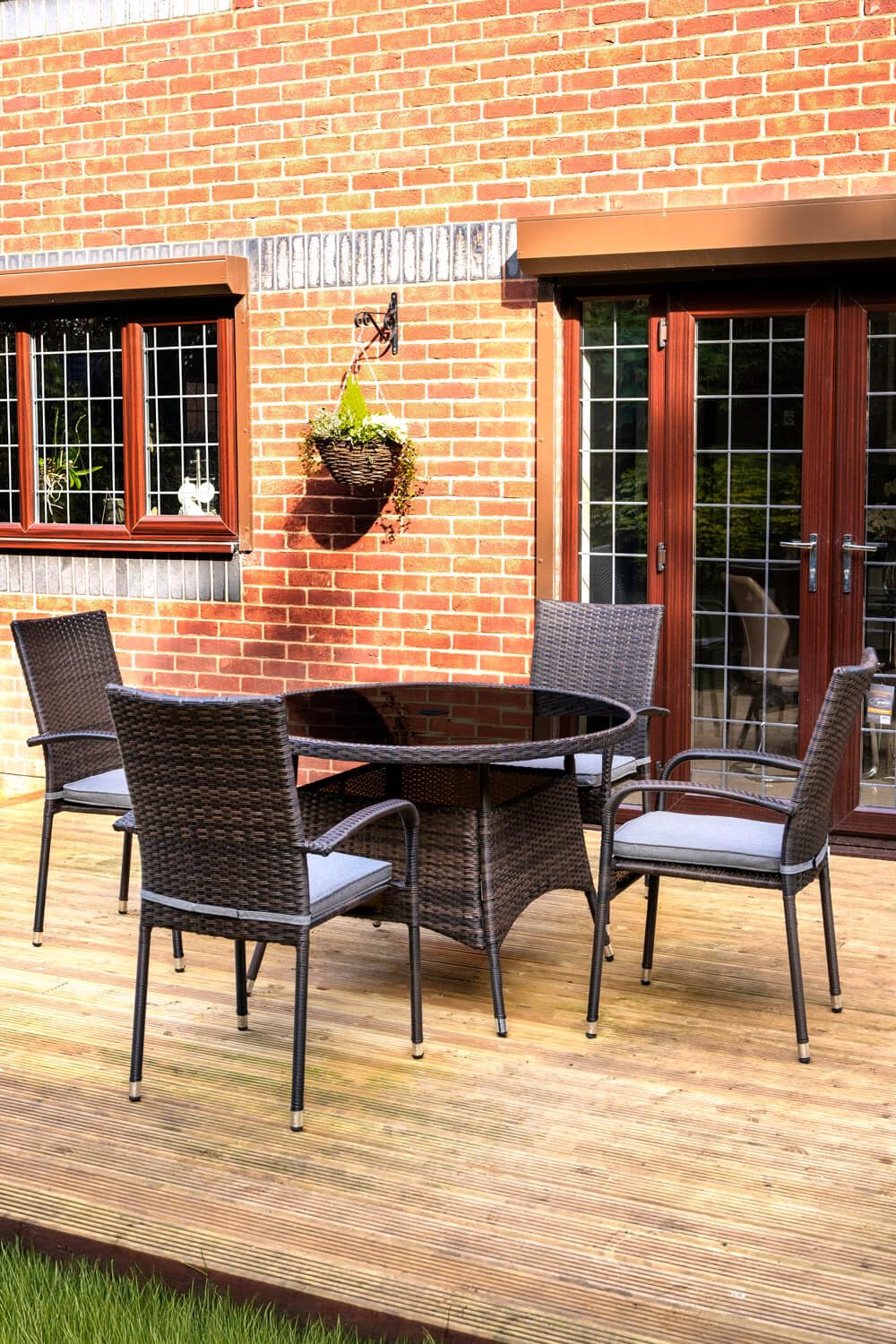 Heaton 4 Seater Dining Set with 110cm Table - Brown