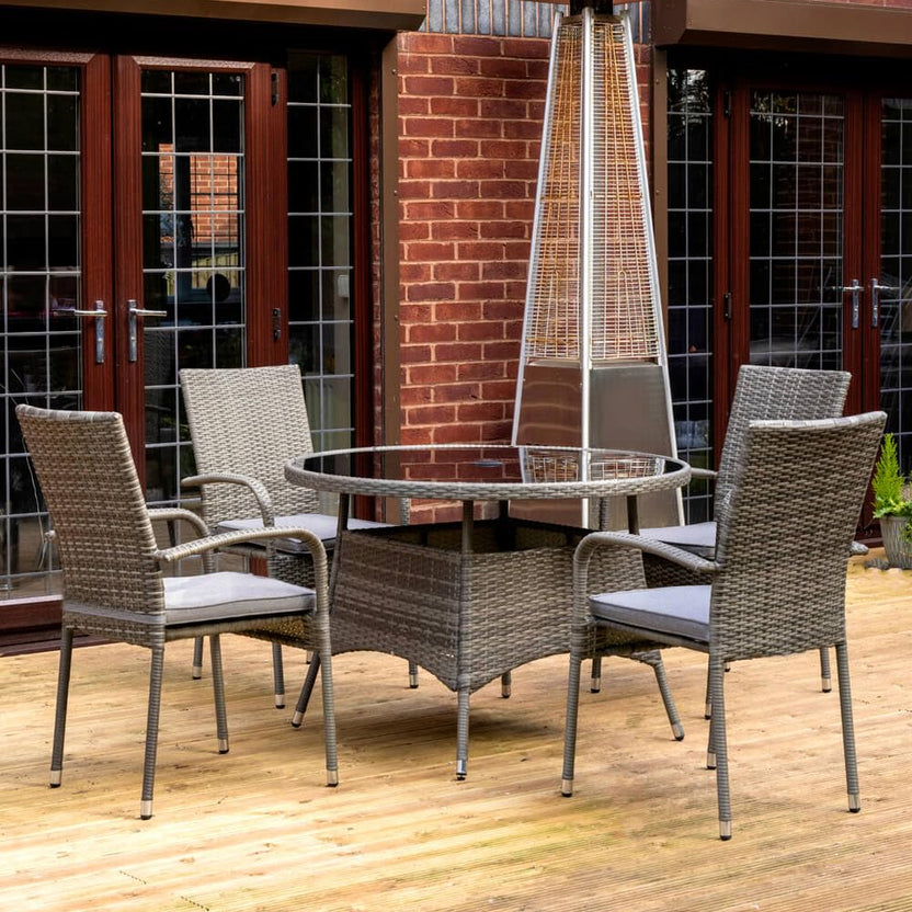 Heaton 4 Seater Dining Set with 110cm Table - Grey