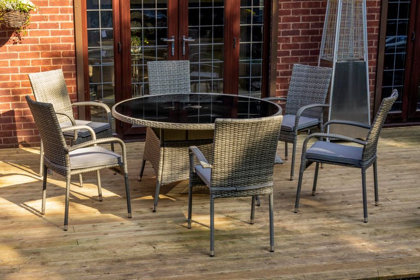Heaton 6 Seater Dining Set with 140cm Table - Grey