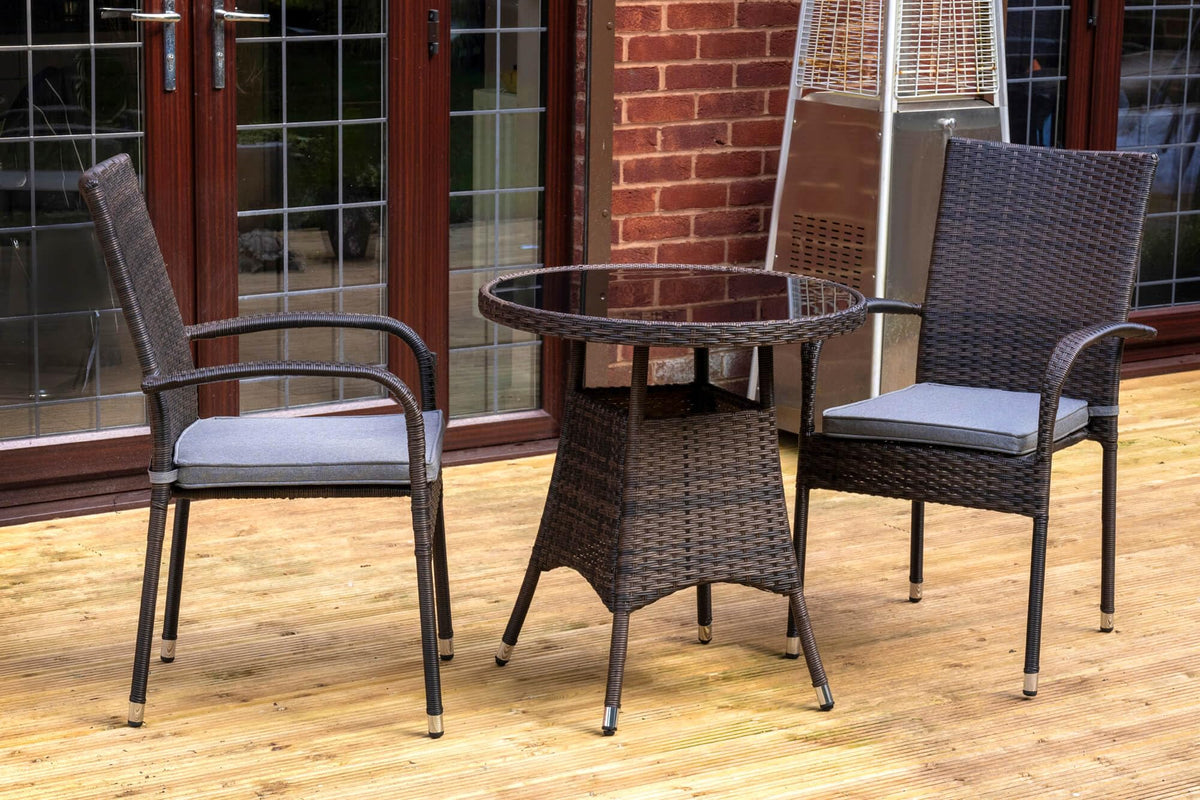 Heaton 2 Seater Bistro Set with 70cm Table - Brown