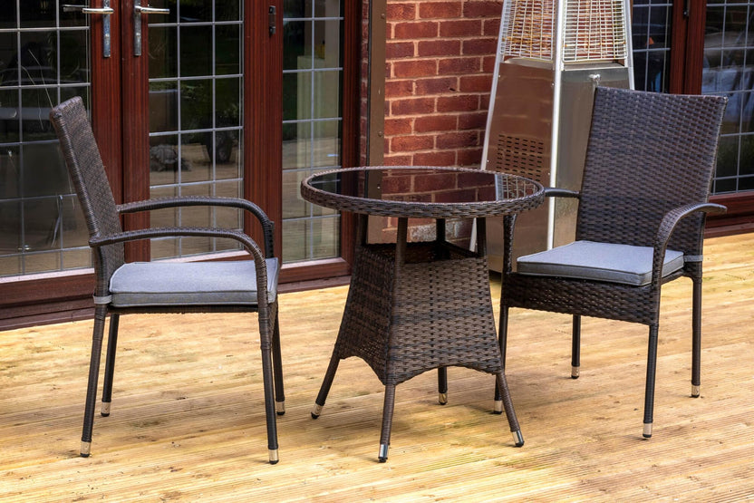 Heaton 2 Seater Bistro Set with 70cm Table - Brown