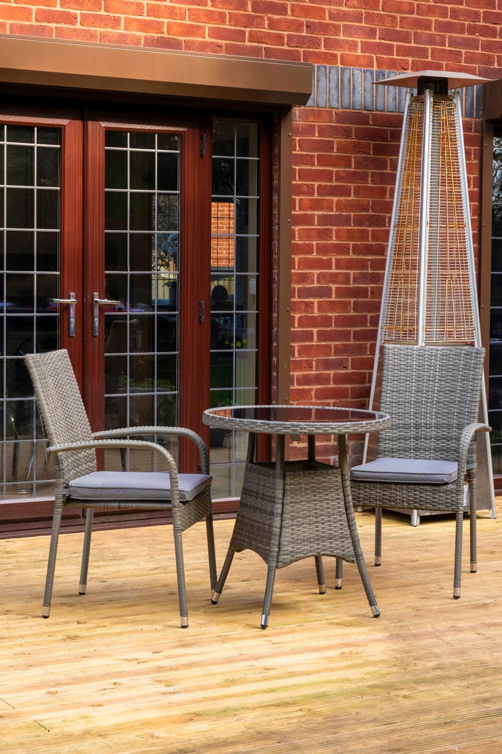 Heaton 2 Seater Bistro Set with 70cm Table - Grey
