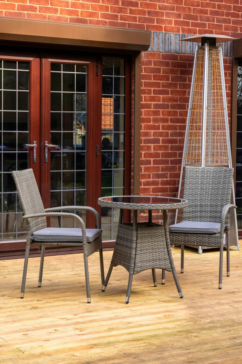 Heaton 2 Seater Bistro Set with 70cm Table - Grey