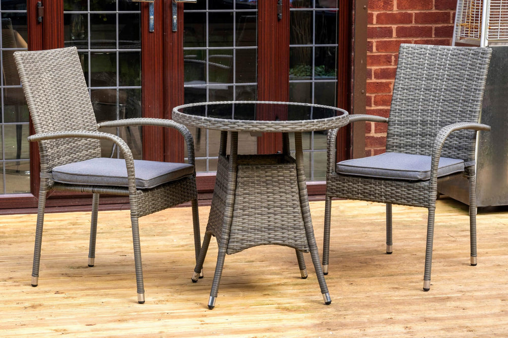 Heaton 2 Seater Bistro Set with 70cm Table - Grey