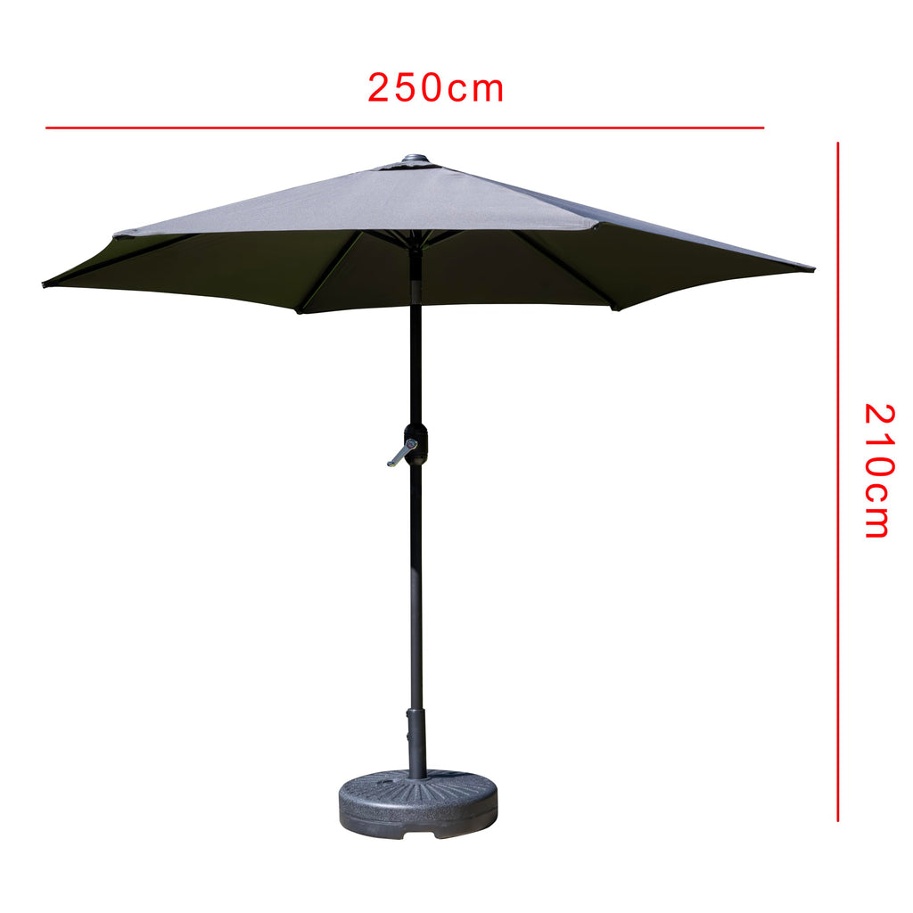 SH&G 2.5m Steel Crank and Tilt Parasol - Dark Grey