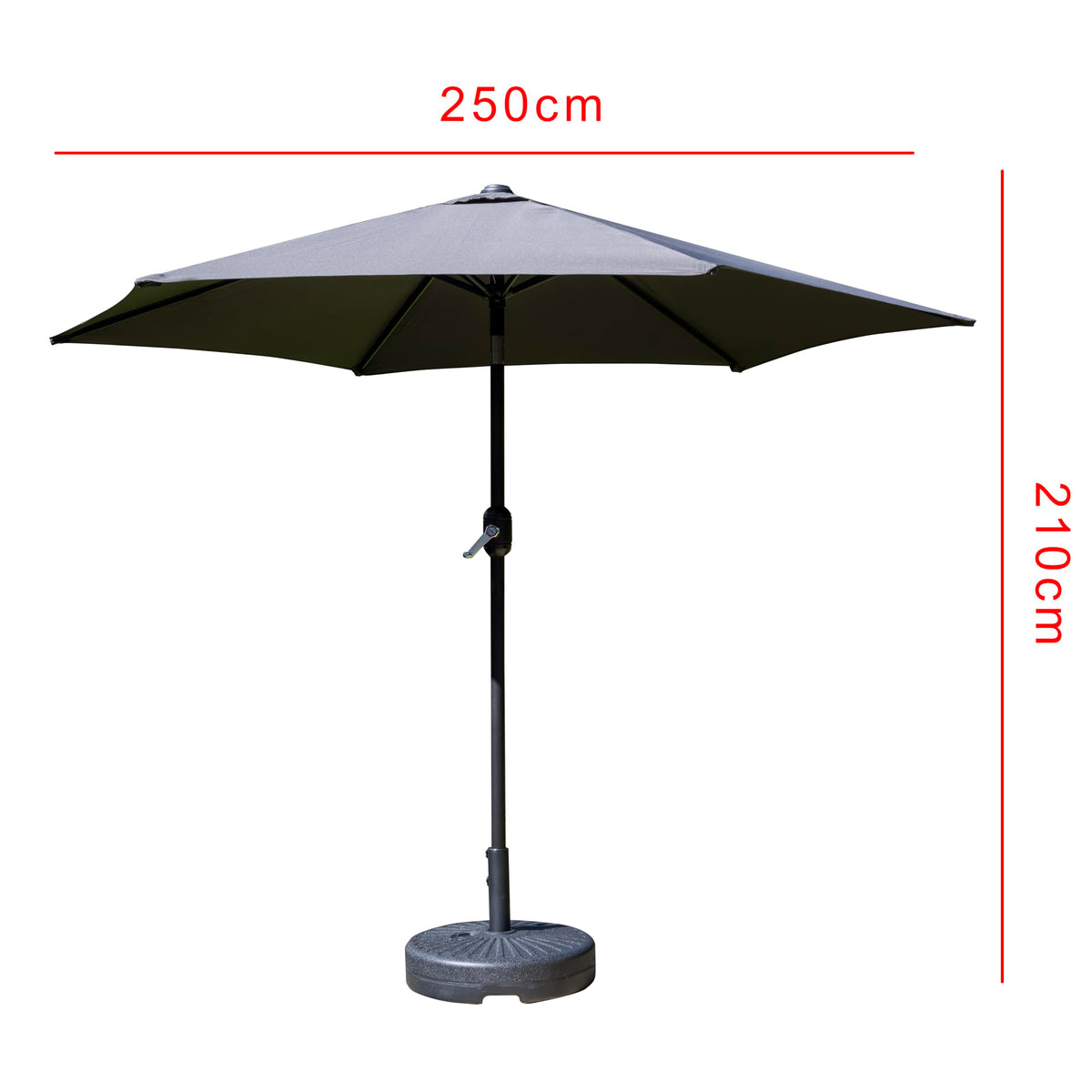SH&G 2.5m Steel Crank and Tilt Parasol - Dark Grey