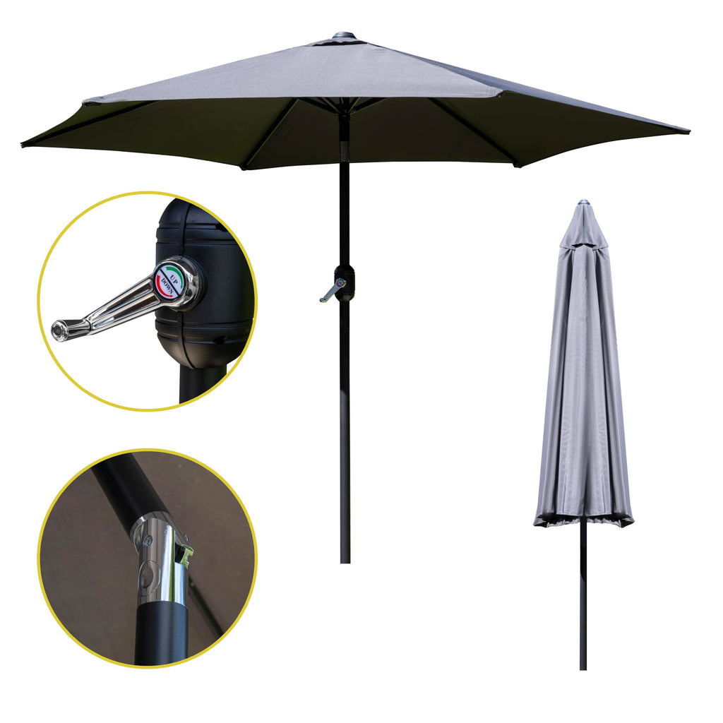 SH&G 2.5m Steel Crank and Tilt Parasol - Dark Grey