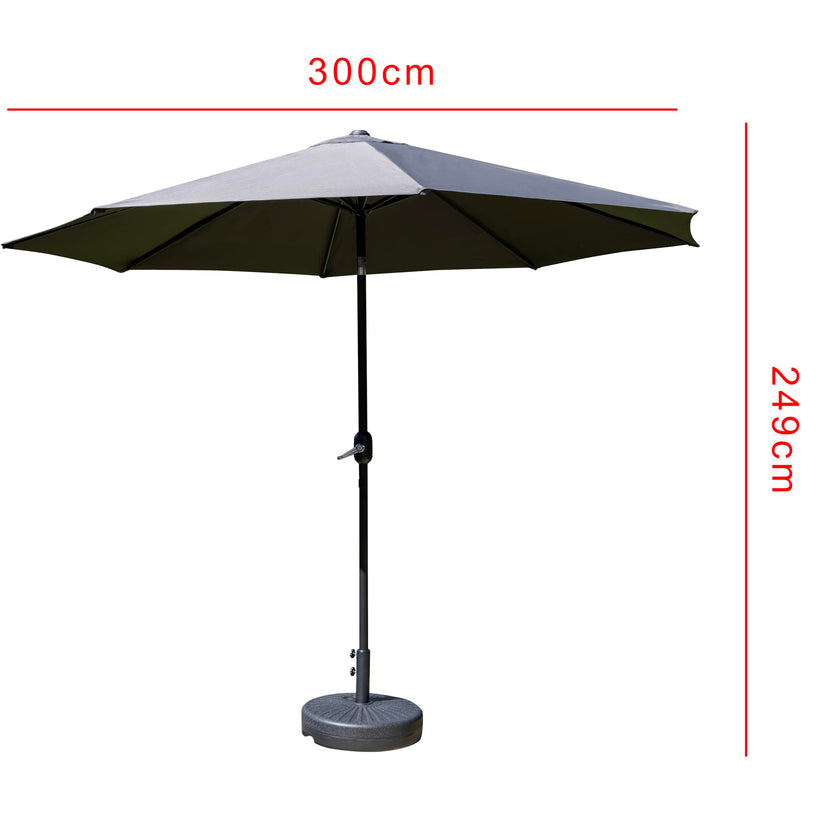 SH&G 3m Steel Crank and Tilt Parasol - Dark Grey