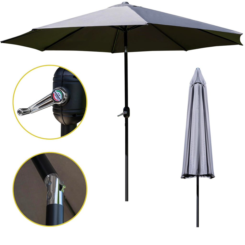 SH&G 3m Steel Crank and Tilt Parasol - Dark Grey