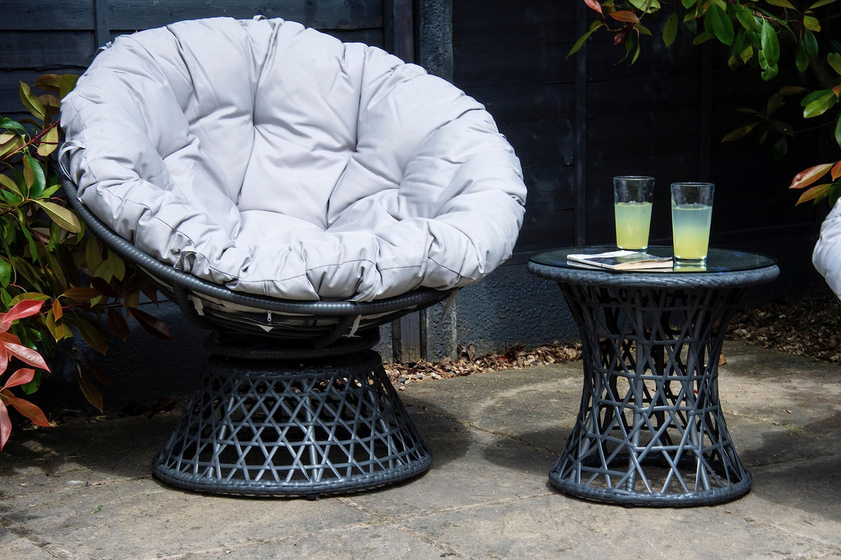 SH&G Rattan Nest Swivel Chair With Cushion, Garden Pod Chair
