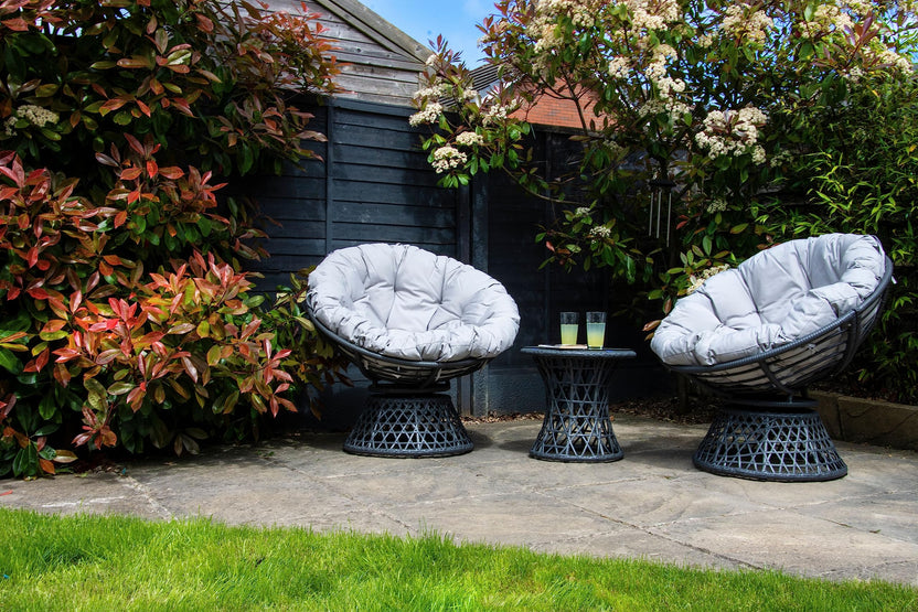 SH&G Rattan Nest Swivel Chair With Cushion, Garden Pod Chair