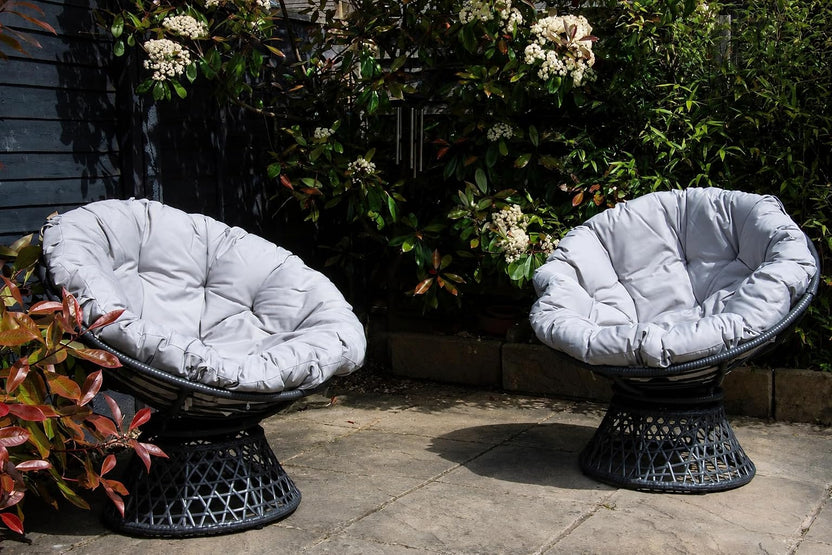 SH&G Rattan Nest Swivel Chair With Cushion, Garden Pod Chair - Two Seat Set