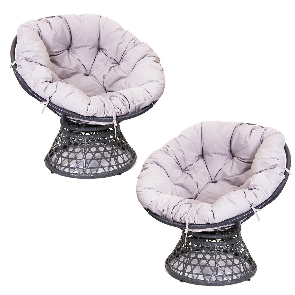 SH&G Rattan Nest Swivel Chair With Cushion, Garden Pod Chair - Two Seat Set
