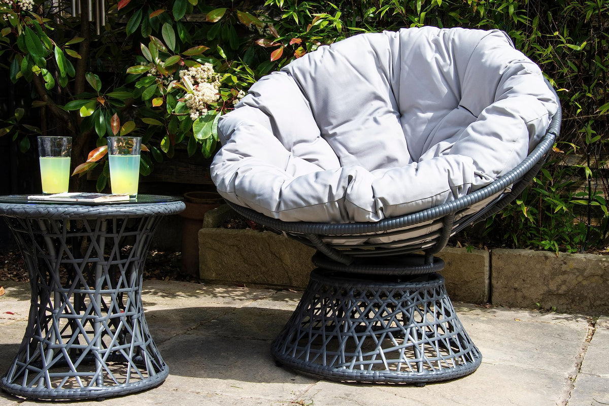 SH&G Rattan Nest Swivel Chair With Cushion, Garden Pod Chair - Two Seat Set