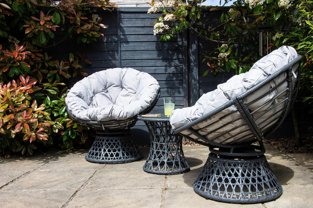 SH&G Rattan Nest Swivel Chair With Cushion, Garden Pod Chair - Two Seat Set