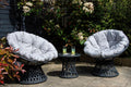 SH&G Rattan Nest Swivel Chair With Cushions - Two Seat Set and side table