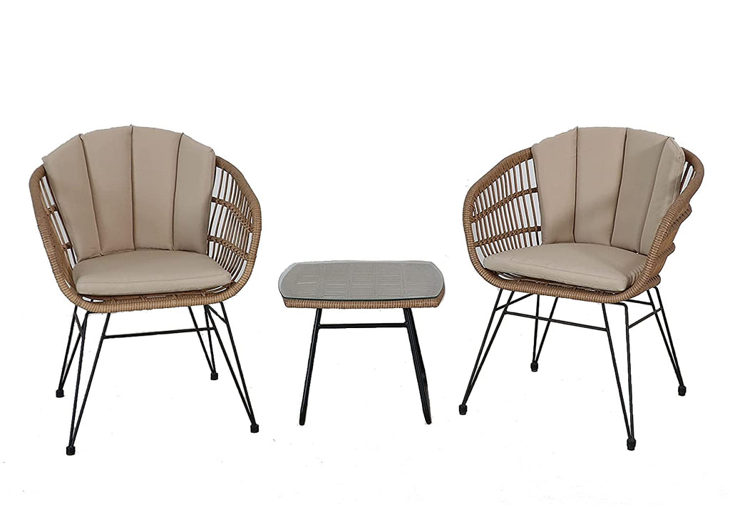 SH&G Tatton Steel Brown Rattan 3pc Bistro Set