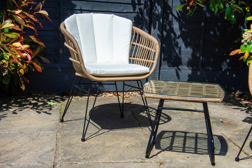 SH&G Tatton Steel Brown Rattan 3pc Bistro Set
