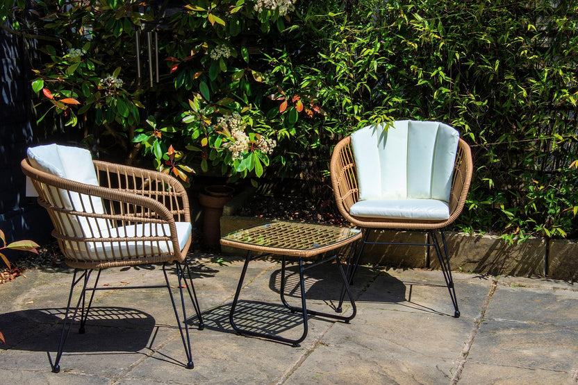 SH&G Tatton Steel Brown Rattan 3pc Bistro Set