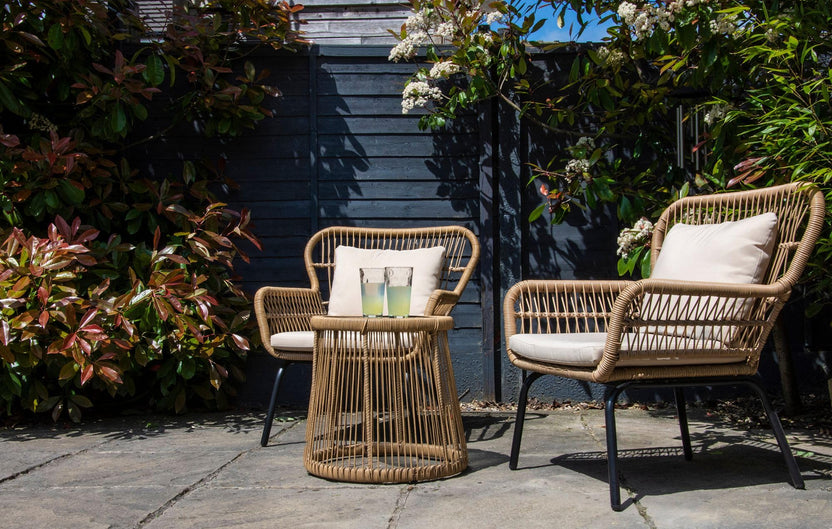 SH&G Weston Steel Brown Rattan 3pc Bistro Set