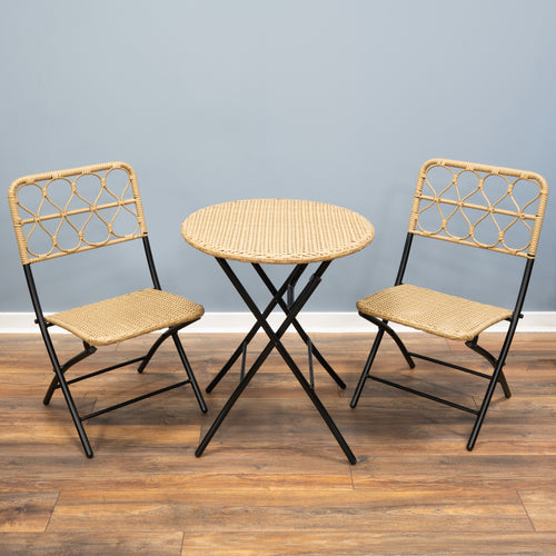 SH&G Rattan Bistro 3pc Set with steel frame - Brown