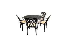 SH&G Cast Aluminium 4 seat 120cm Round dining Set - 2 options
