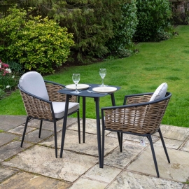 Bolingbroke 2 Seat Aluminium Brown Wicker 59cm Bistro Table Set - 2 options