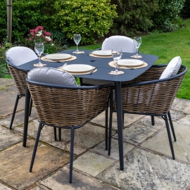 Bolingbroke 4 Seat Aluminium Brown Wicker 110cm Bistro Table Set - 2 options