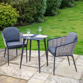 Bolingbroke 2 Seat Aluminium Grey Wicker 59cm Bistro Table Set - 2 options