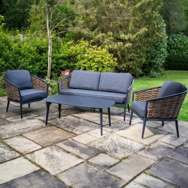 Bolingbroke 4 Seat Aluminium Brown Wicker Sofa Coffee Table Set - 2 options