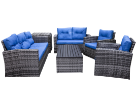 SH&G Edgerton Rattan 6pc Sofa Set with 7 seats and cushions - 2 options