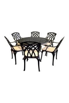 SH&G Cast Aluminium 6 seat 120cm Round dining Set - 2 options
