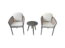 Bolingbroke 2 Seat Aluminium Grey Wicker Coffee Table Set - 2 options
