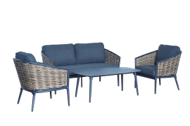 Bolingbroke 4 Seat Aluminium Brown Wicker Sofa Coffee Table Set - 2 options