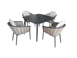 Bolingbroke 4 Seat Aluminium Brown Wicker 110cm Bistro Table Set - 2 options