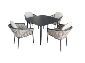 Bolingbroke 4 Seat Aluminium Grey Wicker 110cm Dining Table Set - 2 options