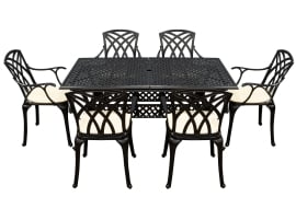SH&G Cast Aluminium 6 seat 160cm Rectangular Extendable dining Set - 2 options