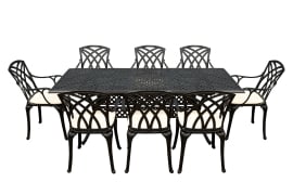 SH&G Cast Aluminium 8 seat 160cm Rectangular Extendable dining Set - 2 options