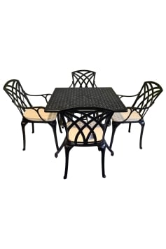 SH&G Cast Aluminium 4 seat Square dining Set - 2 options