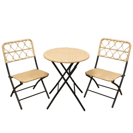 SH&G Rattan Bistro 3pc Set with steel frame - Brown