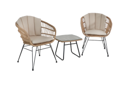 SH&G Tatton Steel Brown Rattan 3pc Bistro Set