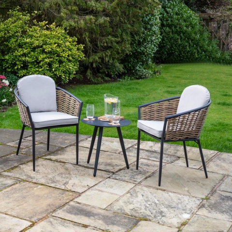Bolingbroke 2 Seat Aluminium Brown Wicker Coffee Table Set - 2 options