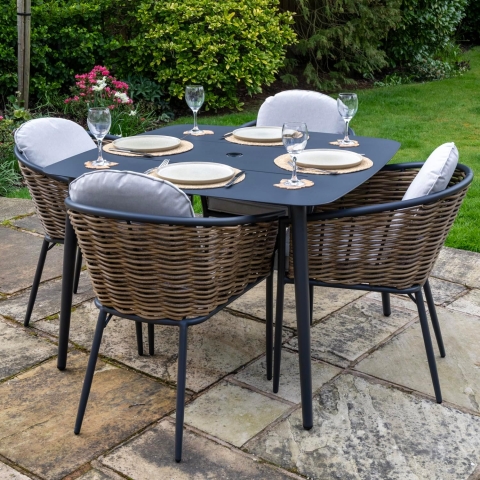 Bolingbroke 4 Seat Aluminium Brown Wicker 110cm Bistro Table Set - 2 options
