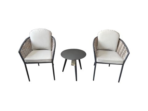 Bolingbroke 2 Seat Aluminium Brown Wicker Coffee Table Set - 2 options