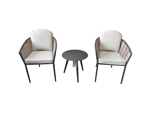 Bolingbroke 2 Seat Aluminium Grey Wicker Coffee Table Set - 2 options