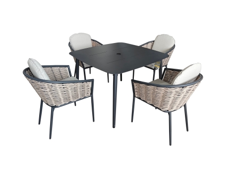 Bolingbroke 4 Seat Aluminium Brown Wicker 110cm Bistro Table Set - 2 options