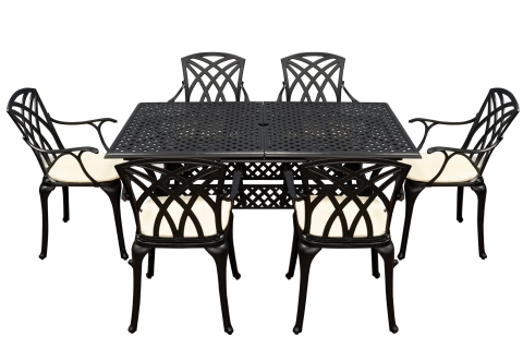 SH&G Cast Aluminium 6 seat 160cm Rectangular Extendable dining Set - 2 options